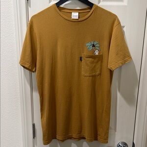 RIPNDIP Mustard Yellow Pocket Tee Lord Nermal Cat Palm Tree Graphic Medium